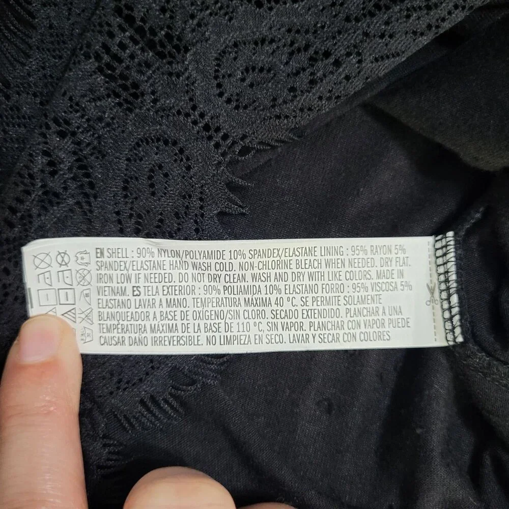 Forever 21 SZ LG Lace Long Sleeve Little Black Dress Goth Whimsigoth Date Night - Picture 8 of 8